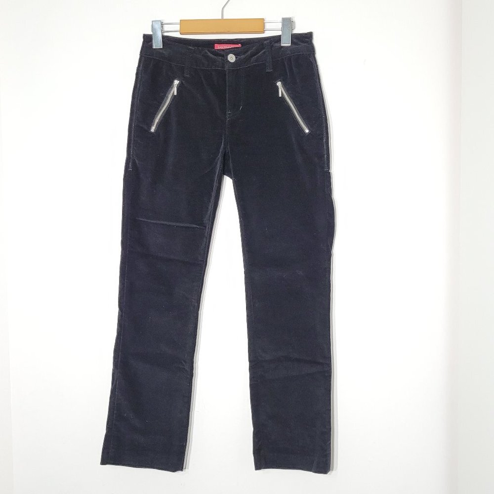 San Francisco Black Velvet Straight Leg Stretch Pants Cotton Blend Zip Pockets